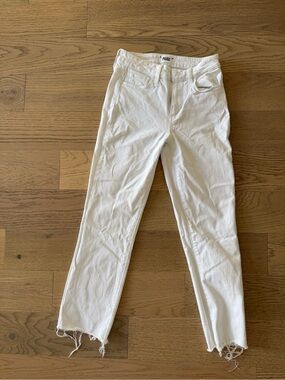 PAIGE White Cindy Cropped Raw-Hem Jeans